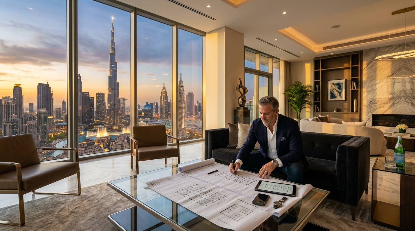 American Investor Reviewing Dubai Penthouse Investment