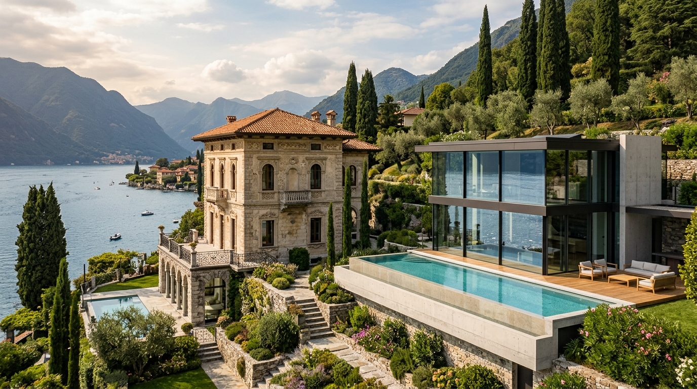 Italian Luxury Lakefront Real Estate and Modern Villa Architecture